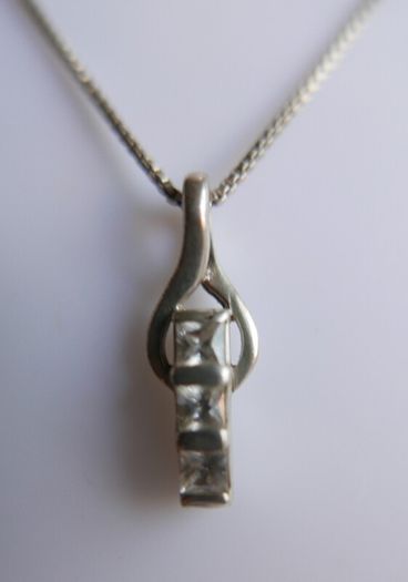 Vintage Sterling Silver 925 Drop Pendant Necklace length 18" - 4,5g
