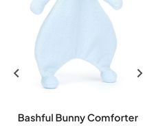 New JELLYCAT Set of 2 Bashful Bunny Comforter and Bashful Bunny Ring Rattle in Baby Blue
