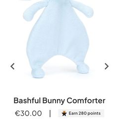 New JELLYCAT Set of 2 Bashful Bunny Comforter and Bashful Bunny Ring Rattle in Baby Blue