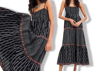 Fab Zara Bloggers Black Embroidered Boho MIDI Dress
