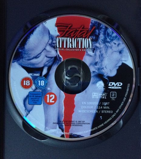 Fatal Attraction [1987] Michael Douglas, Anne Archer & Glenn Close [1xDVD Movie]