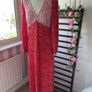 dress asos red & white v neckline long sleeved empire line dress size 14 Image 7