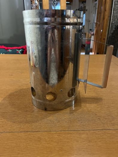 Metal Charcoal Lighter with Wooden Handle - Charcoal Lighter with Heat Shield - Quick Lighter
