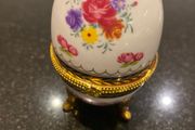 Beautiful Limoge France porcelain egg shaped trinket box