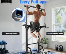 Power Tower Pull Up Bar Station, 450LBS Stable Pull Up Dip Station for Home Gym Strength Training Equipment