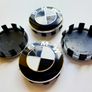 Set of 4 brand new 56mm BMW BLACK / WHITE alloy wheel caps 56 Image 9