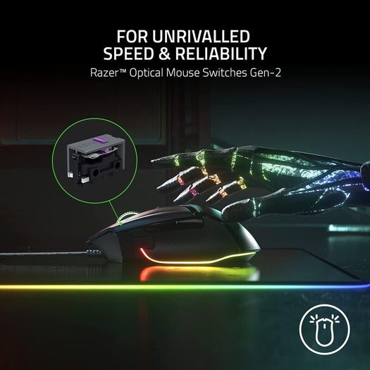 Razer Basilisk V3 - Wired Customisable Gaming Mouse (10+1 Programmable Buttons, HyperScroll Tilt Wheel, 11 Chroma RGB Lighting Zones, Optical Mouse Switches, Focus+ 26K DPI Optical Sensor) Black