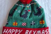 Happy Rexmas Christmas-themed wooly hat