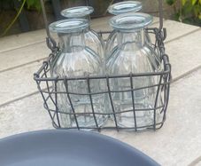 ShabbyChic  Wire Crate and 4Beautiful  bottles that sit inside
