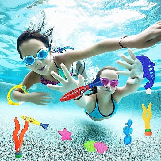 27pcs Swimming Pool Toys Diving Pool Toys Set, Diving Toys with Cute Animal Water Pistol, Underwater Diving Game Kit Treasures Training Toys With Storage Bag (FREE SHIPPING)