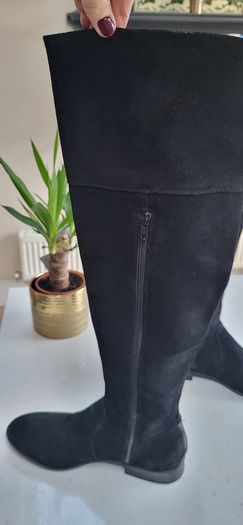 OFFICE black suede Over the Knee (OTK) high boots Sz 7 (Fit 7-8UK) - Rrp 150 (New)