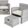 _Poly-rattan Garden / Balcony / Patio Set for 4 People with Stool, Storage Compartment Under Sofa Seat, Table with Shelf, 800719 incl. Cushions - Colours: assorted Image 2