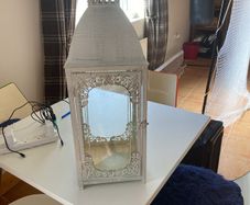 Lantern off-white metal frame