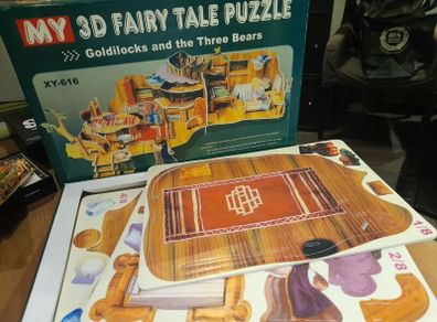 Wooden 3D jigsaw puzzle goldilocks and the 3 bears.