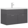 Sink Cabinet with Built-in Basin High Gloss Grey Chipboard Image 4