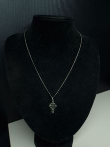 Antique Sterling Silver Celtic Cross Necklace 47cm