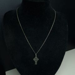 Antique Sterling Silver Celtic Cross Necklace 47cm