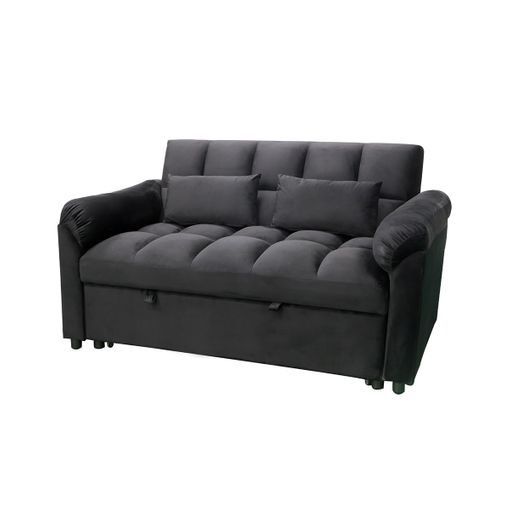 Black Velvet Pull-Out Corner Sofa Bed Best price in Ireland