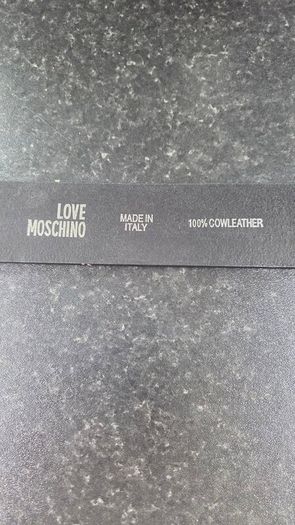 Ladies Genuine black leather Moschino Gold Buckle belt