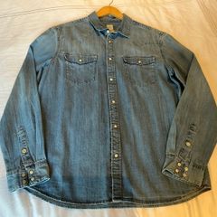 H&M blue denim western shirt - size Large