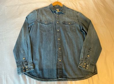 H&M blue denim western shirt - size Large