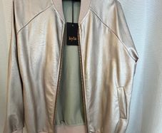 Kyla Light Gold Italian Leatherette Bomber Jacket