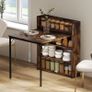 Foldable Dining Table with Shelf, Industrial Design, Space-Saving, For Small Spaces, 80x90x93cm, Rustic Brown Image 2