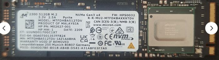 Micron 512gb Laptop Ssd M.2 Nvme Gen3x4 Mtfdhba512tdv