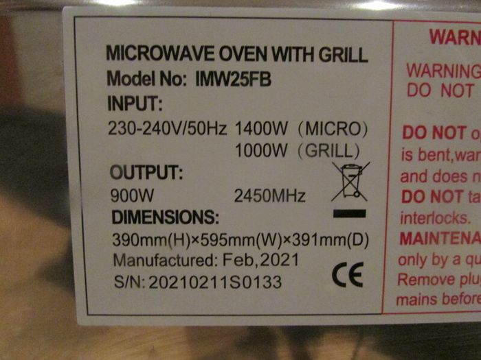 Integrated Microwave Oven With Grill