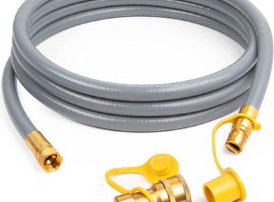 1/2-Inch Natural Gas Hose (12-Foot) with Quick Connect Fitting, Perfect for BBQ, Grill, Pizza Oven, Patio Heater and More NG Appliance