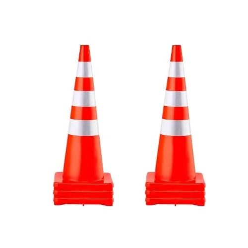 Safety Cones, 6 x 36" Traffic Cones, PVC Orange Construction Cones, Reflective Collars Traffic Cones with Weighted Base Used for Traffic Control, Driveway Road Parking and School Improvement