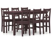 7 Piece Dining Set Pinewood Dark Brown