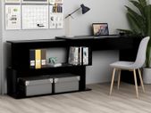 Corner Desk High Gloss Black 200x50x76 cm Chipboard