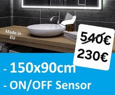 LED Bathroom Mirror 150x90cm Sensor Makeup Cosmetic