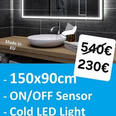 LED Bathroom Mirror 150x90cm Sensor Makeup Cosmetic