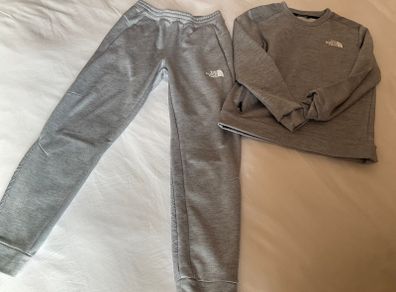 Boys genuine North Face Grey 2 piece tracksuit set joggers top 12 13 xl