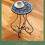 NEW SALE | Round Side Table, Indoor and Outdoor Plant Stand, Small Coffee Table with 36cm Ceramic Tile Top for Patio Balcony, 53cm Tall Mosaic Garden Table, Living Room End Table or Bedside Table, Blue Image 3