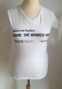 Gildan Ladies Slogan T-shirt Damn She Worked Hard New With Tags Size M White Can Post