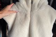 Cream fur gillet with hood Zara size small