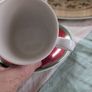 Vintage Villeroy and Boch coffee cups and saucers in Festive Memories pattern. Image 7