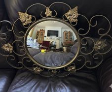 Mid-Century Modern Ornate Round Convex Mirror