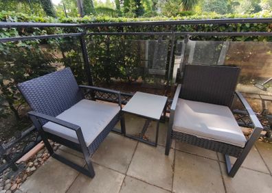 Balcony Furniture Set Black/Grey