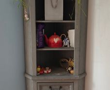 Tall corner unit, solid wood, good condition