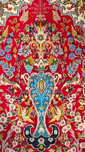 Fine Persian Qom Tree of Life Wool and Silk