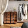 Narrow Chest of Drawers with 4 Drawers, Small Chest of Drawers with Fabric Drawer, Sturdy Steel Frame, Wooden Top, Suitable for Bedroom and Living Room, Retro Image 2