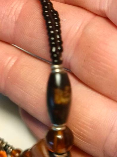 Mid Century Sterling Silver,Amber,Agate and Spinel Necklace