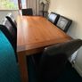 Solid Oak dining table with 6 high back chairs Image 2