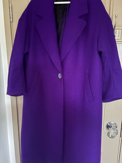 New Zara oversized wool mix coat in deep purple