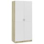Wardrobe White and Sonoma Oak 90x52x200 cm Chipboard Image 8