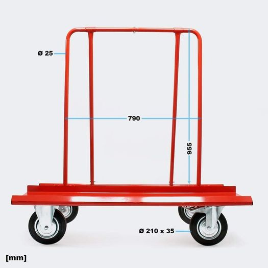 Plasterboard Trolley Panel carts up to 800 kg for transporting drywalls, wooden and plasterboard with 4 wheels